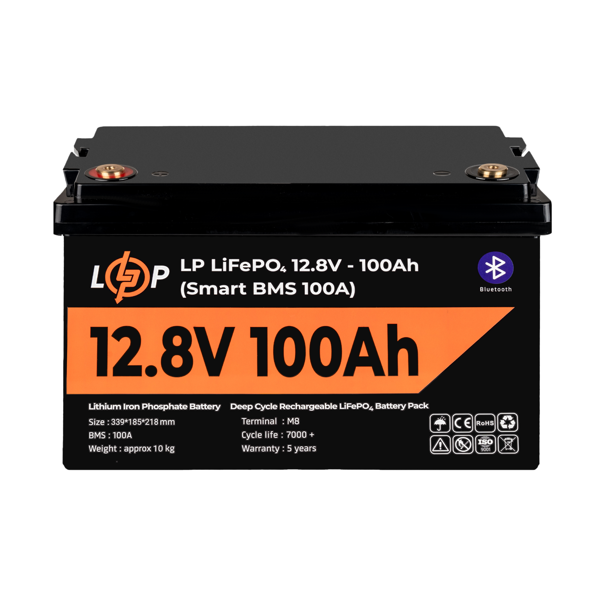Аккумулятор LP LiFePO4 12V 12,8V-100 Ah 1280Wh Smart BMS 100А с BT пластик