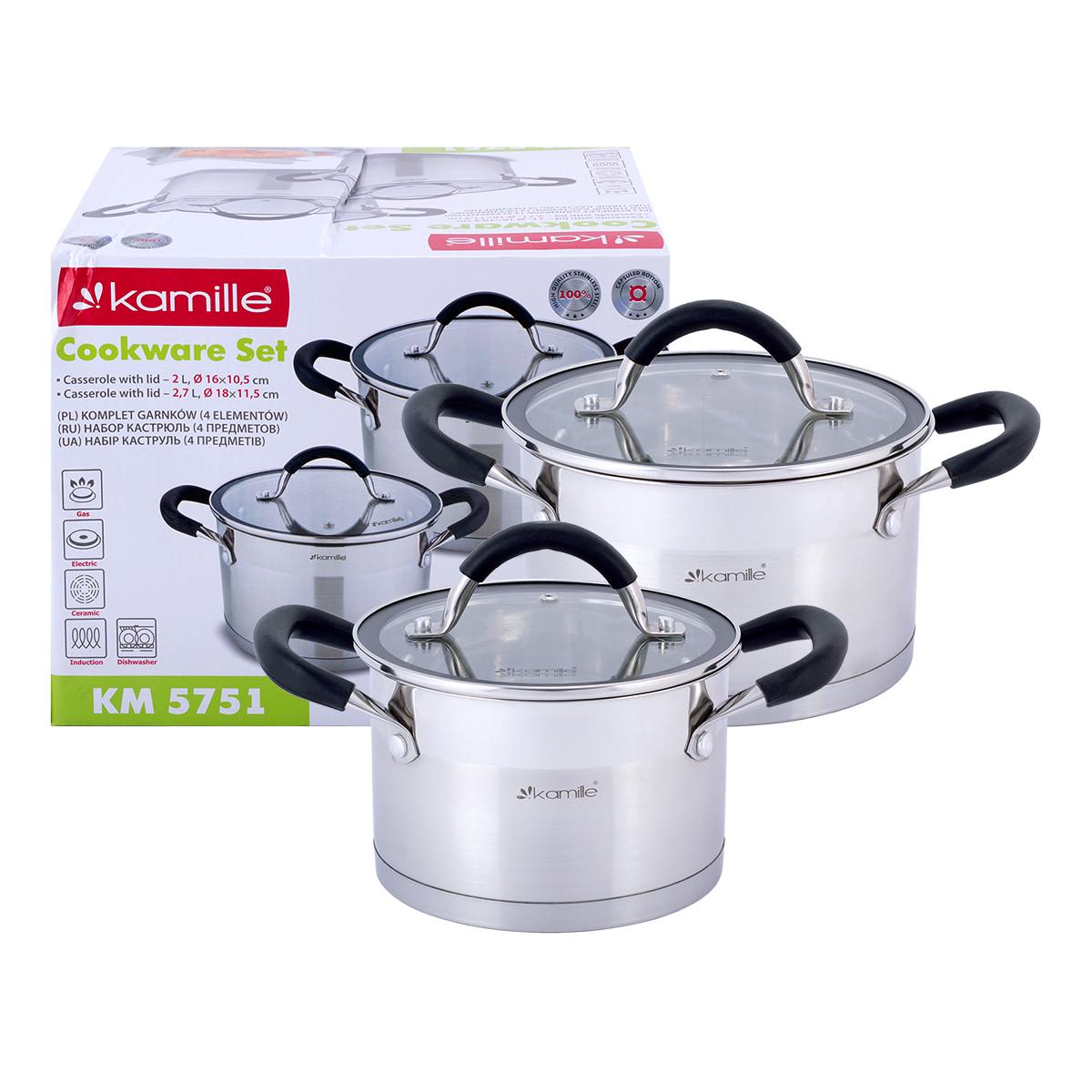 Набор кастрюль Kamille KM-5751 из нержавеющей стали 4 пр. 2,0/2,7 л (1796936480)