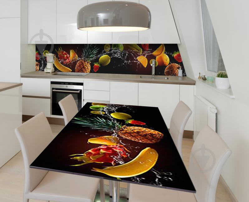 Наклейка 3Д виниловая на стол Zatarga «Экзотические фрукты» 600х1200 мм для домов, квартир, столов, кофейн, Наклейка 3Д виниловая на стол Zatarga «Экзотические фрукты» 600х1200 мм для домов, квартир, столов, кофейн,