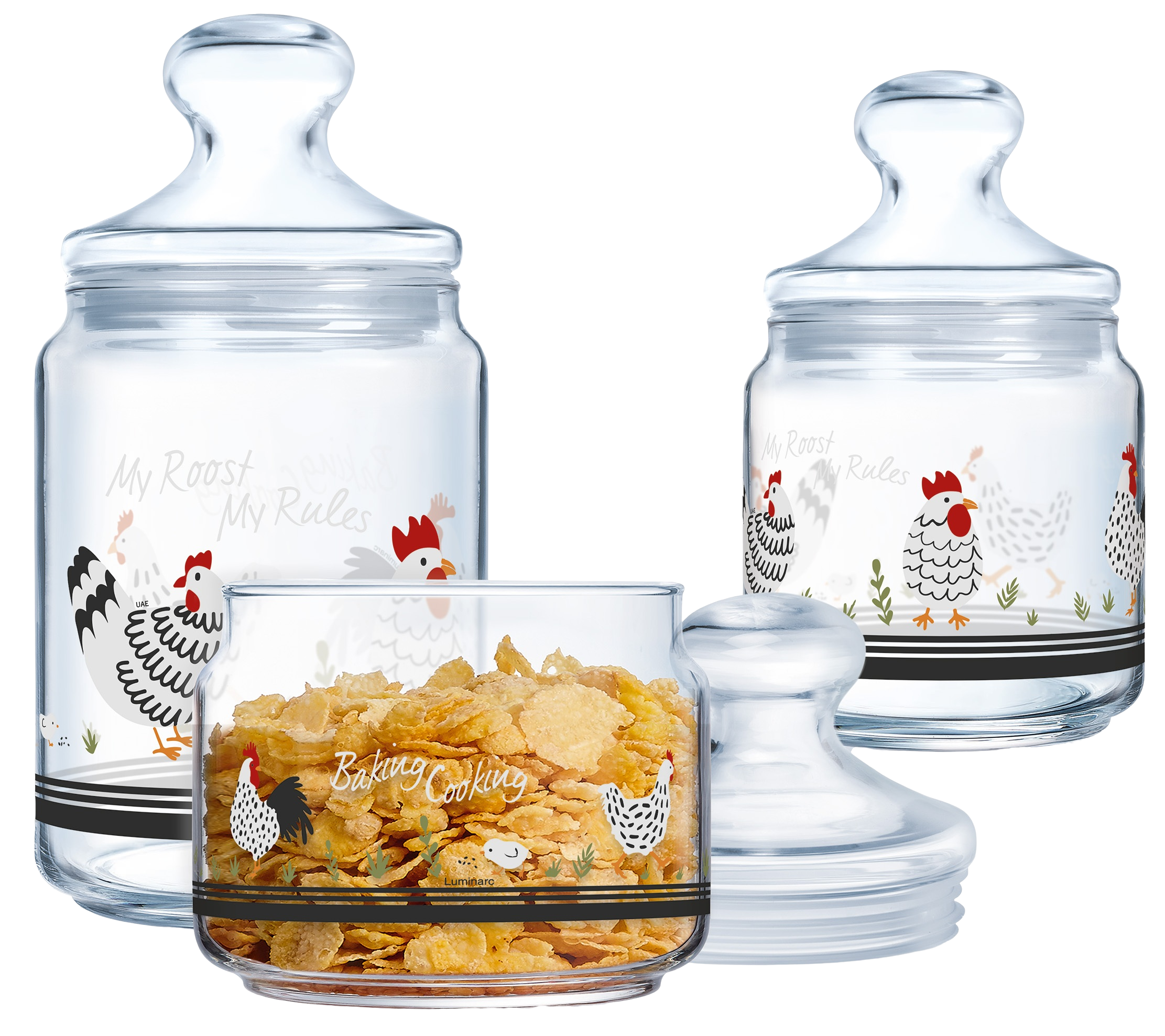 Набор банок LUMINARC CLUB MY ROOST MY RULE 3 шт 0.5, 0.75, 1 л (UG-X1075)