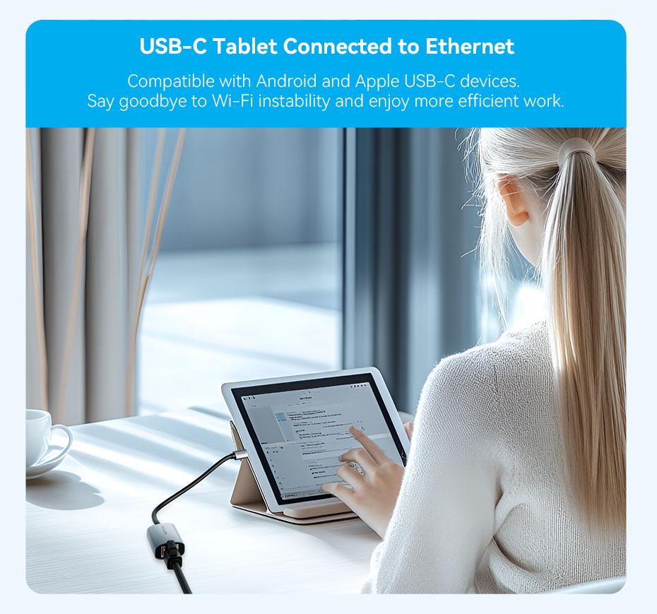 Адаптер Vention USB-C на Gigabit Ethernet 1000 Мбит/с алюминиевый 0.15 м Серый (CFPHB) - фото 11