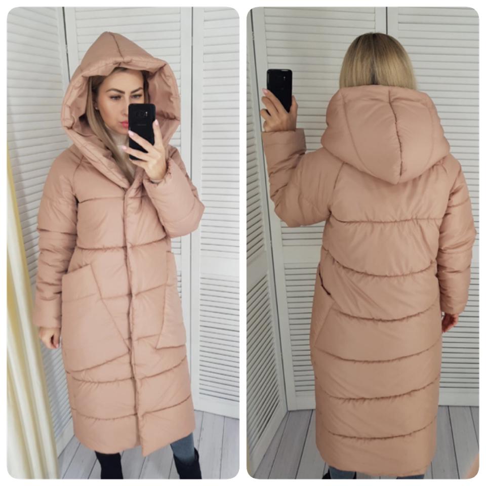 Пуховик объемный супер длинный Аiza А500 р. 54-56 Розовый - фото 16