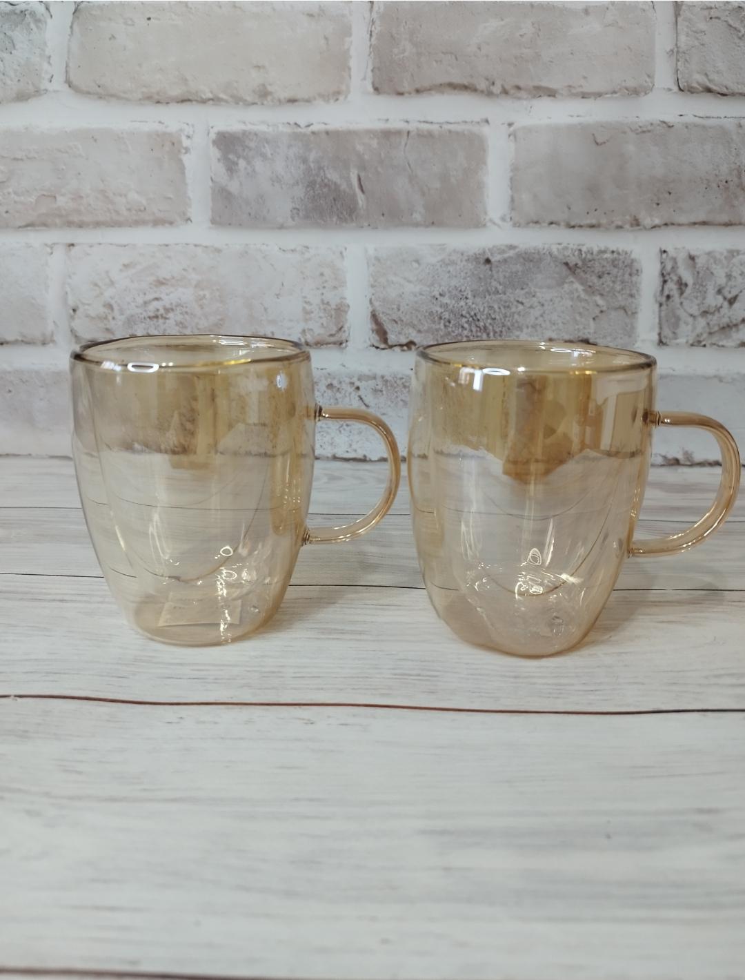 Набор чашек с двойными стенками Vittora Gold боросиликатное стекло 270 мл 2 шт. Золотистый (VT-5305-270)