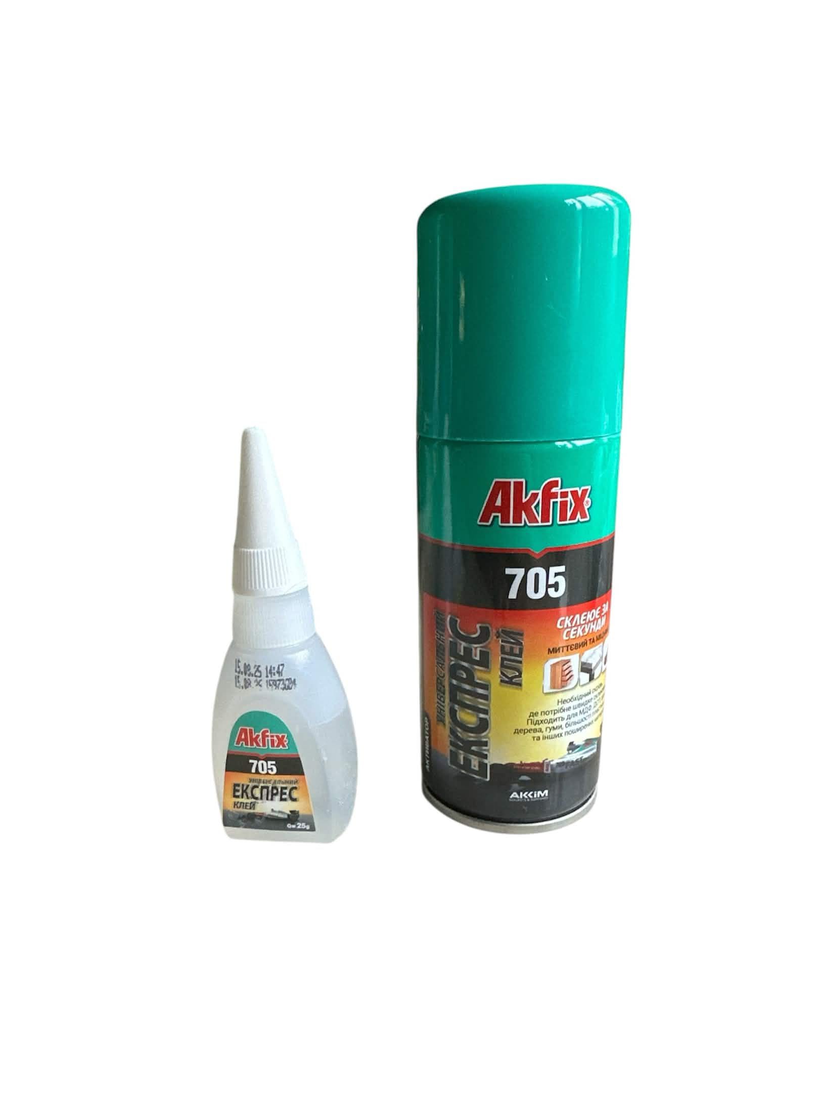 Клей двухкомпонентный Akfix 705 акфикс супер клей/активатор 25 г/100 мл (32619094)