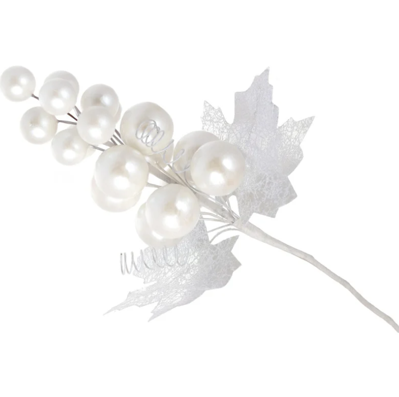 Декоративная ветвь Виноград белый 19 см Перламутровый (2776045190)