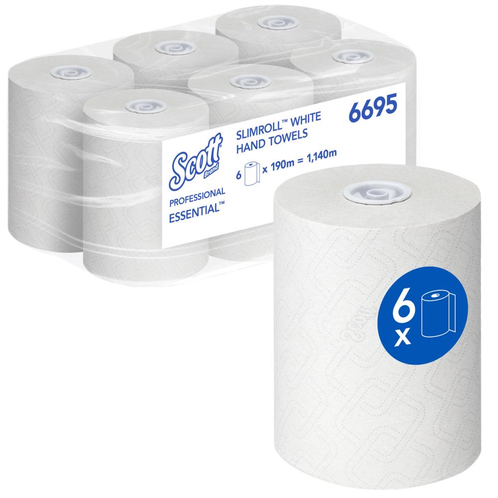 Полотенца бумажные Kimberly-Clark Scott Essential Slimroll 6695 6 рулонов Белый - фото 3