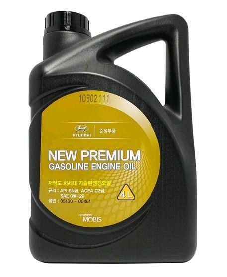 Моторное масло Mobis New Premium Gasoline 0W-20 4 л (0510000461)