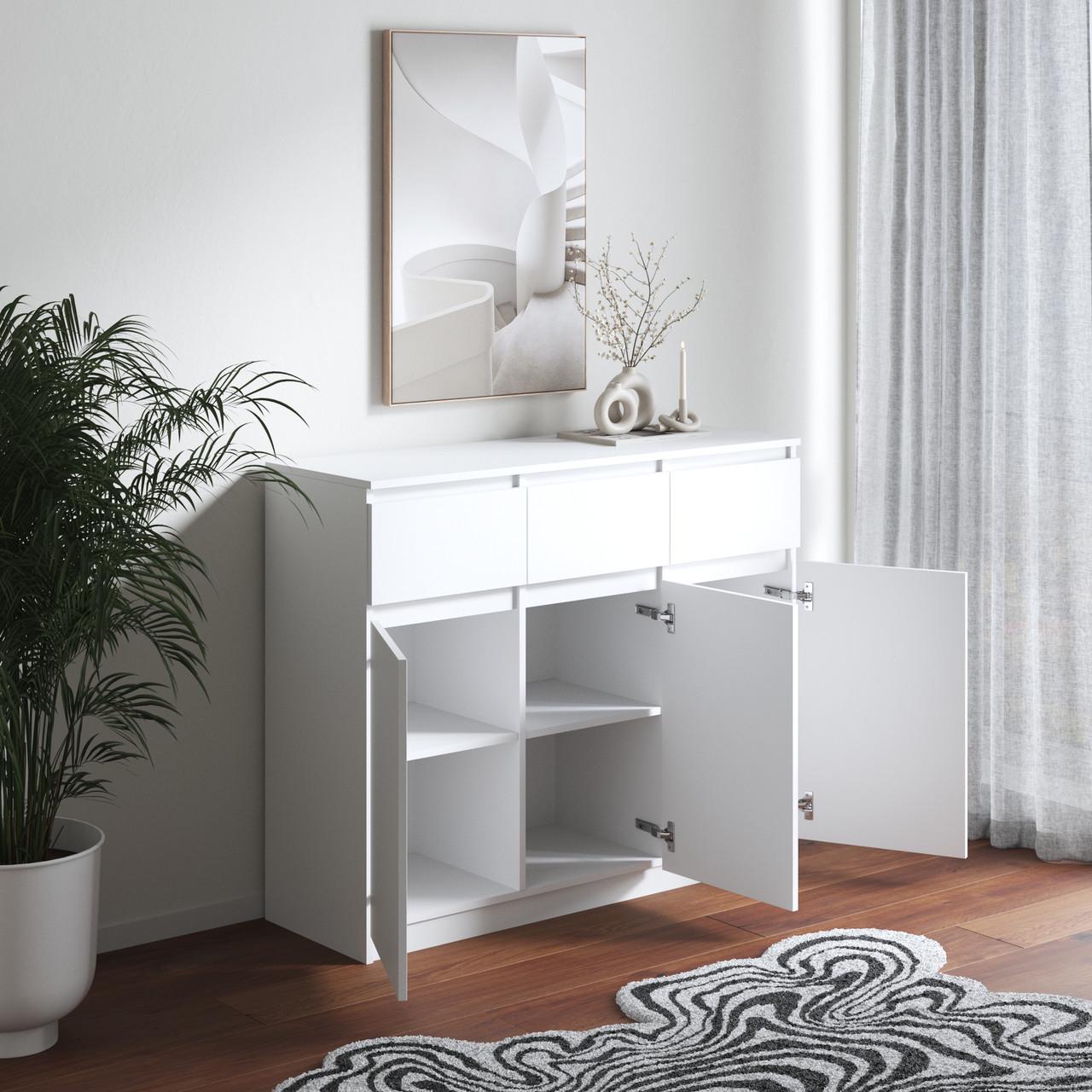 Комод VAYS с 3 ящиками/дверцами телескопические направляющие 120х40х98 см Белый (2815583370)