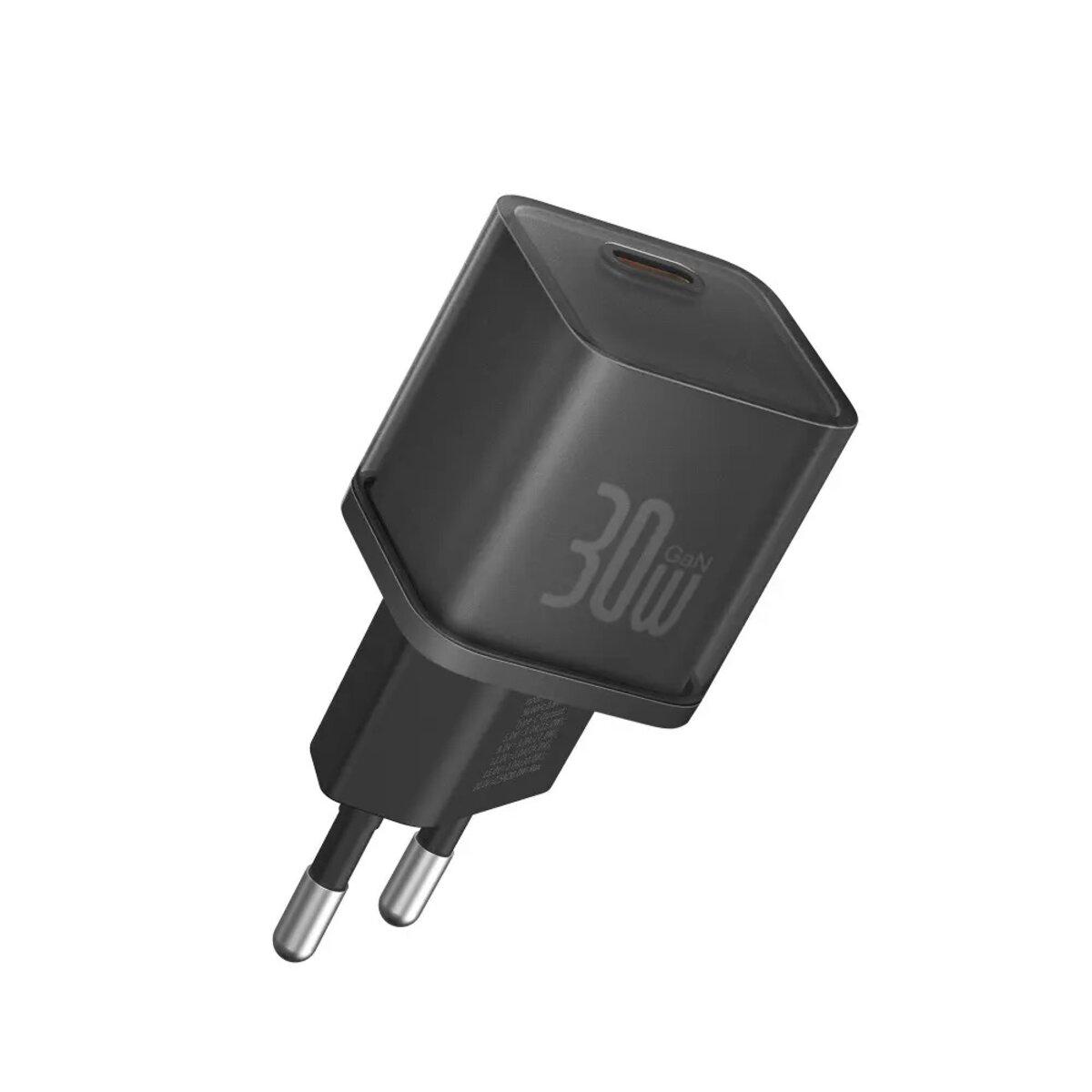 Адаптер живлення BASEUS P10162504113-00 GaN5S 30W з підтримкою швидкої зарядки PD та QC Чорний (612278)