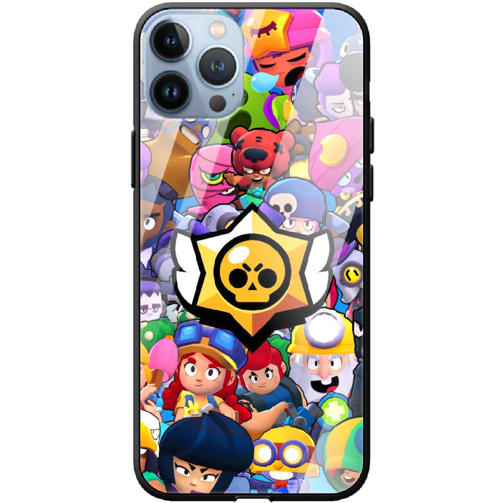 Чохол BoxFace iPhone 13 Pro Brawl Stars Чорний силікон зі склом (43365-up2389-43867)