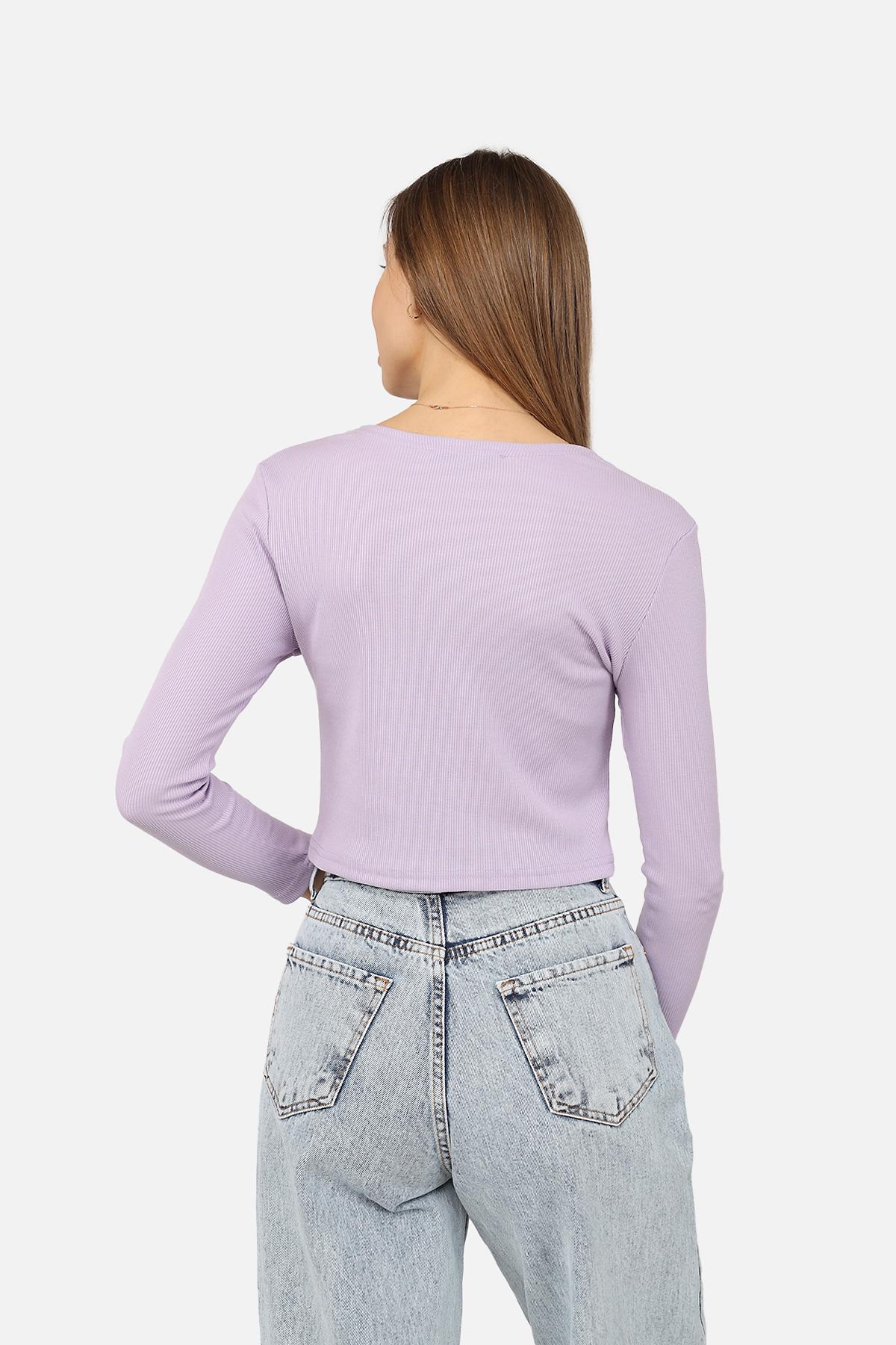 Футболка с длинным рукавом женская ЦБ-00271929 р. 42 Лиловый (SKT001049932) - фото 5 Футболка с длинным рукавом женская ЦБ-00271929 р. 42 Лиловый (SKT001049932) - фото 5