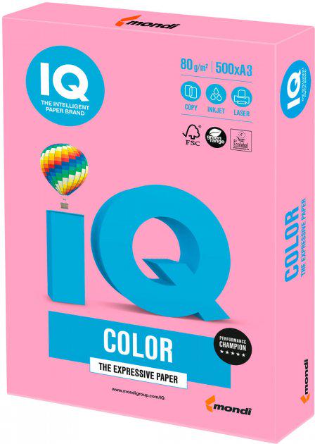 Бумага офисная IQ Color PI25 A3 80 г/м2 500 листов Розовый