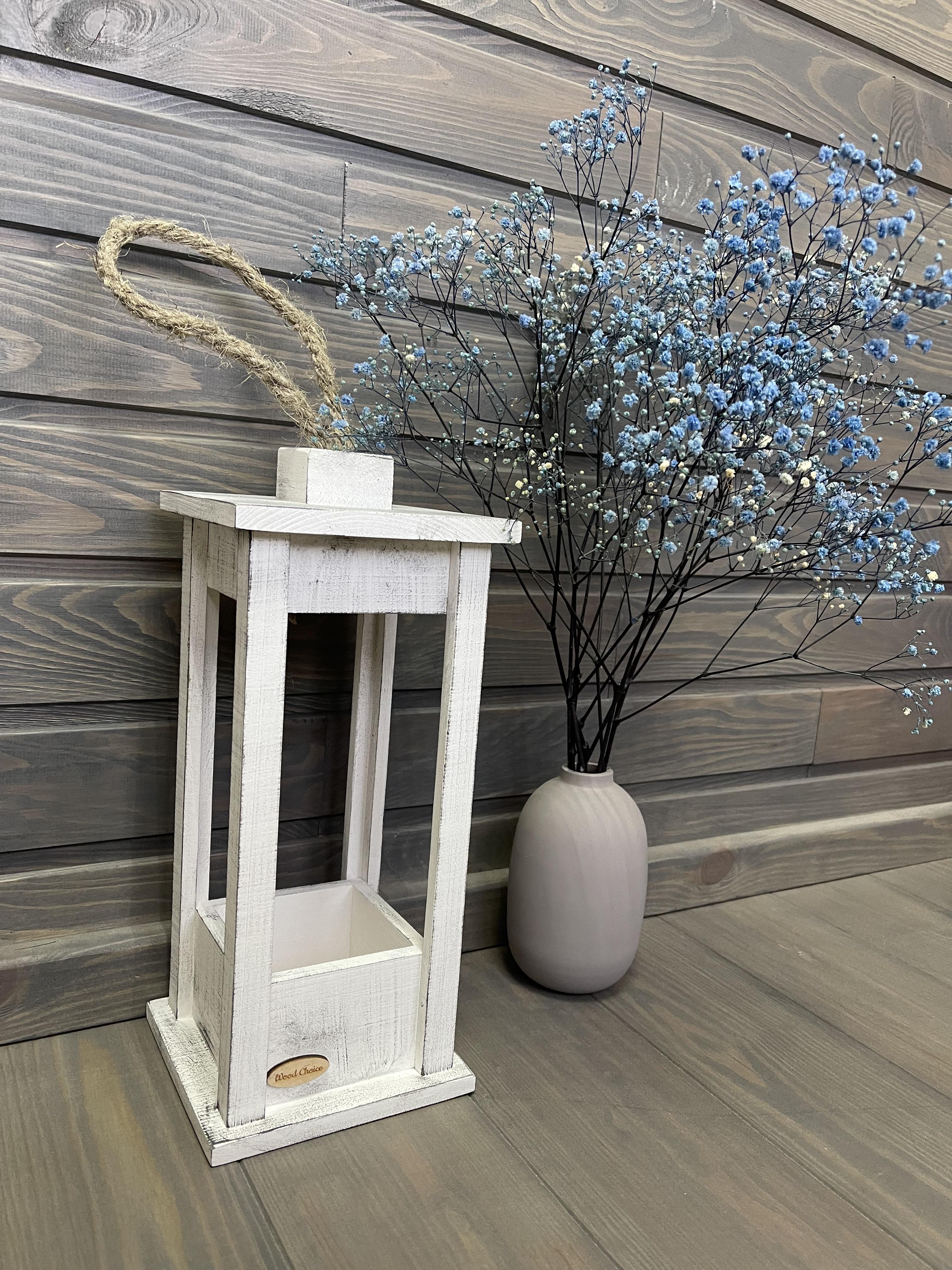 Подсвечник деревянный Wood Choice Фонарь 15х15х35 Бело-серый - фото 1 Подсвечник деревянный Wood Choice Фонарь 15х15х35 Бело-серый - фото 1