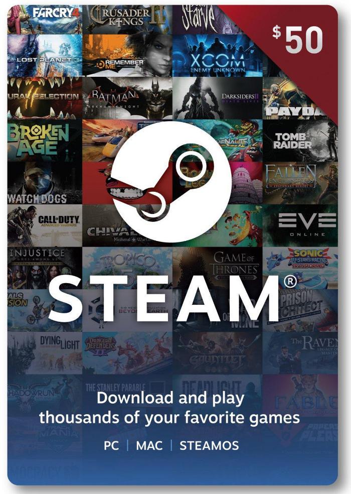 Картка оплати Steam Wallet Gift Cards 50 USD регіон Україна (78220055)