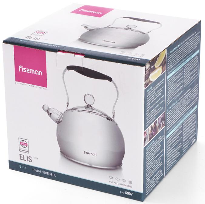 Чайник Fissman Elis из нержавеющей стали со свистком 3 л - фото 2 Чайник Fissman Elis из нержавеющей стали со свистком 3 л - фото 2