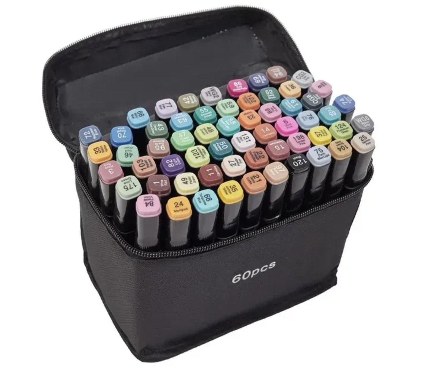 Набор скетч маркеров двухсторонний Kayfovo MA-12 для рисования с чехлом 60 шт. (28921)