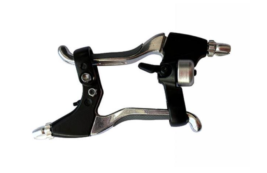 Гальмівні ручки велосипедні BL-409 з ударним сигналом алюміній Чорний (1226)