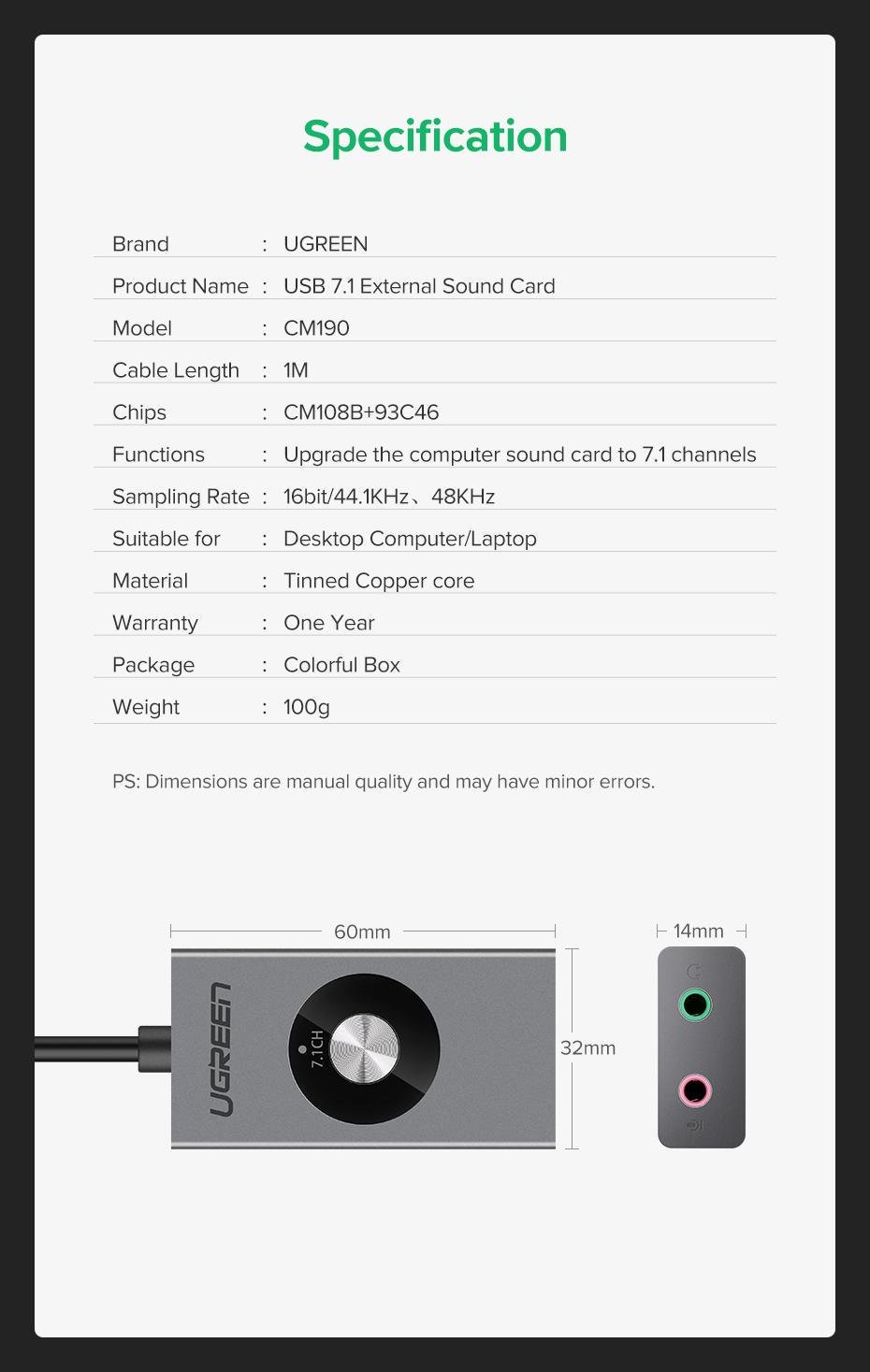 Звукова карта з підтримкою мікрофону UGREEN USB-2x 3,5 мм minijack 16 біт/48 кГц 7.1 Канал 1 м Чорний (50711) - фото 9 Звукова карта з підтримкою мікрофону UGREEN USB-2x 3,5 мм minijack 16 біт/48 кГц 7.1 Канал 1 м Чорний (50711) - фото 9
