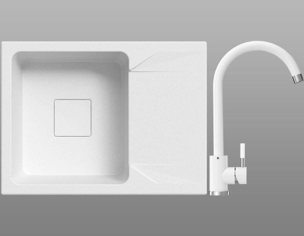 Мойка для кухни с краном Stella Lavita Compact гранитная Белый (31553424) Мойка для кухни с краном Stella Lavita Compact гранитная Белый (31553424)