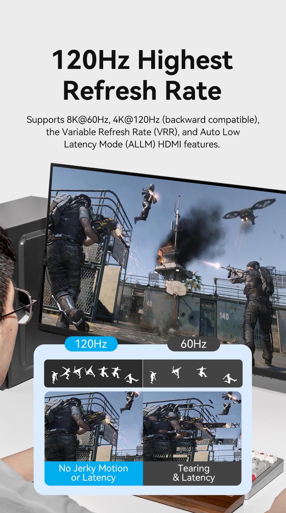 Перемикач Vention HDMI 8K 60Hz 4K 120Hz HDMI 2.1 двонаправлений HDR алюмінієвий Чорний (AKPB0) - фото 9 Перемикач Vention HDMI 8K 60Hz 4K 120Hz HDMI 2.1 двонаправлений HDR алюмінієвий Чорний (AKPB0) - фото 9