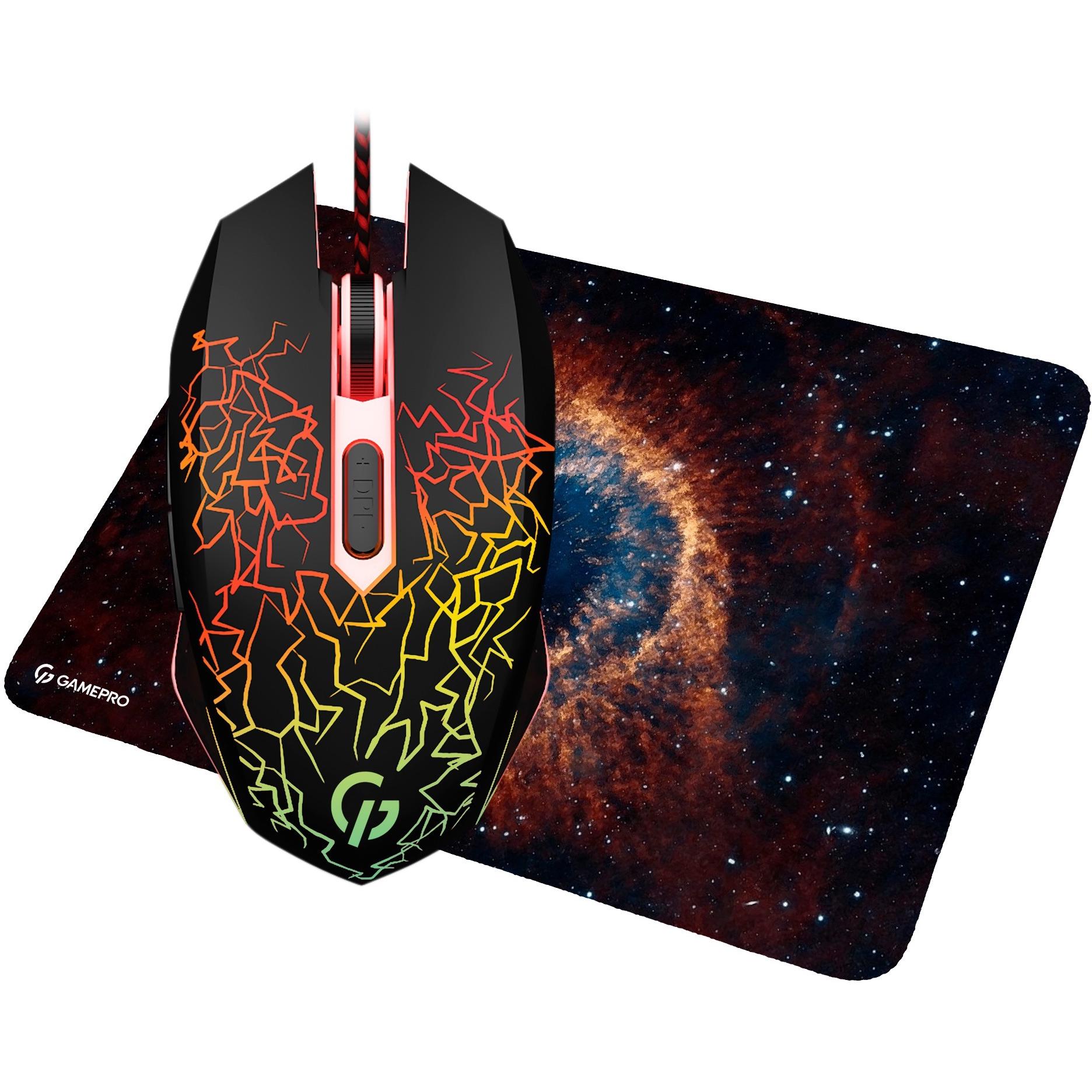 Компьютерная мышка проводная GamePro GS347 с подсветкой и ковриком Black (26449641)