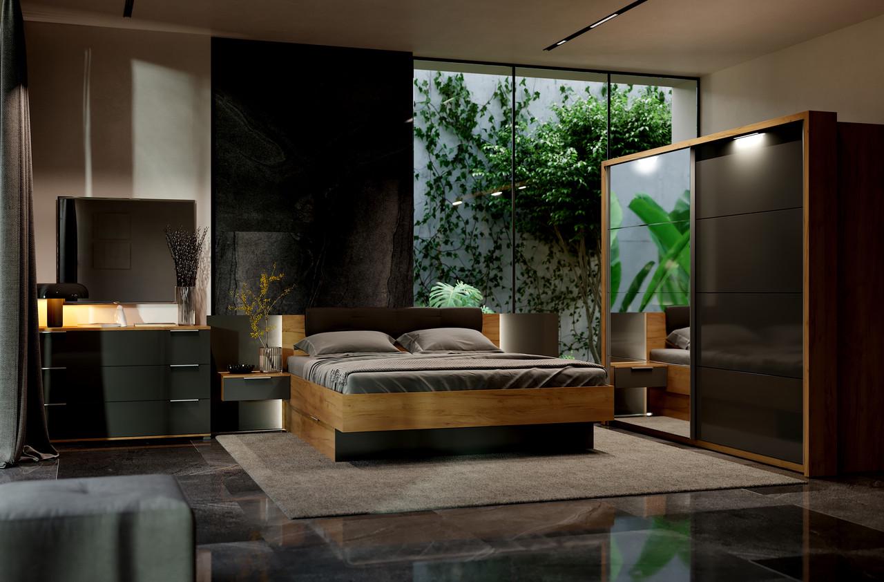 Гарнитур спальный Миро-Марк Luna №4 Дуб Крафт/Лава матовая (214-913)