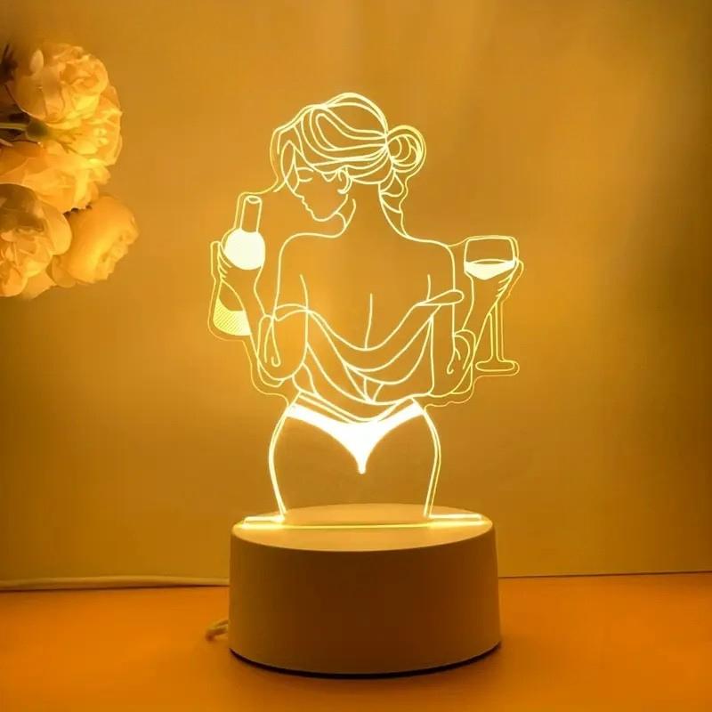 Ночник 3D светодиодный акриловый питание от USB или батареек 7 цветов свечения с сенсорным управлением 11 режимов 19,5x11 см (D-0152) - фото 2 Ночник 3D светодиодный акриловый питание от USB или батареек 7 цветов свечения с сенсорным управлением 11 режимов 19,5x11 см (D-0152) - фото 2