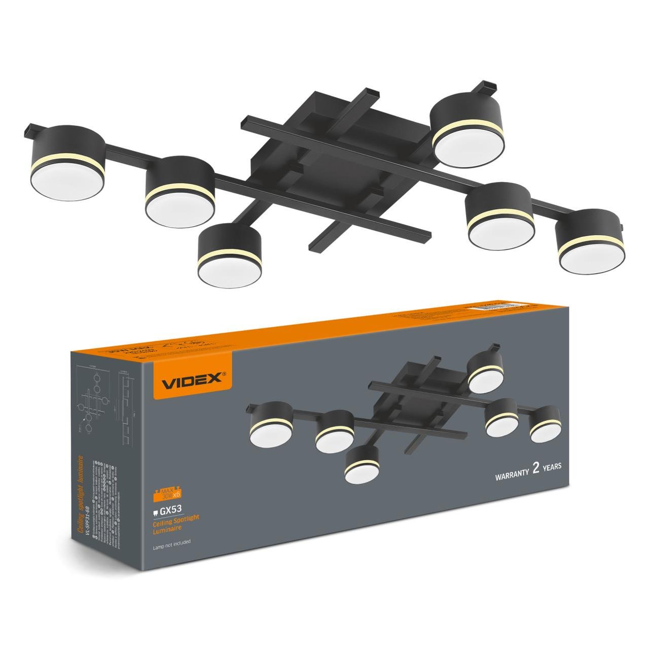 Светильник накладной Videx под лампу 6xGX53 VL-SPF31-6B черный (30302326)