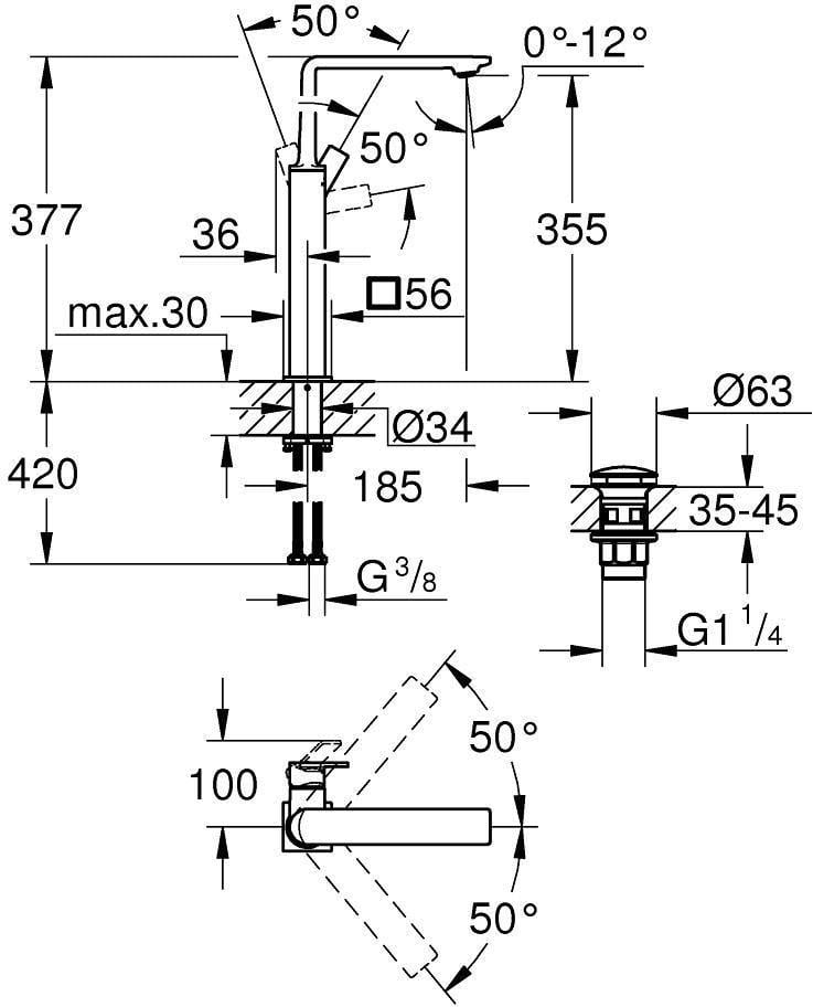 Змішувач для ванни Grohe Allure XL (23403001) - фото 3 Змішувач для ванни Grohe Allure XL (23403001) - фото 3