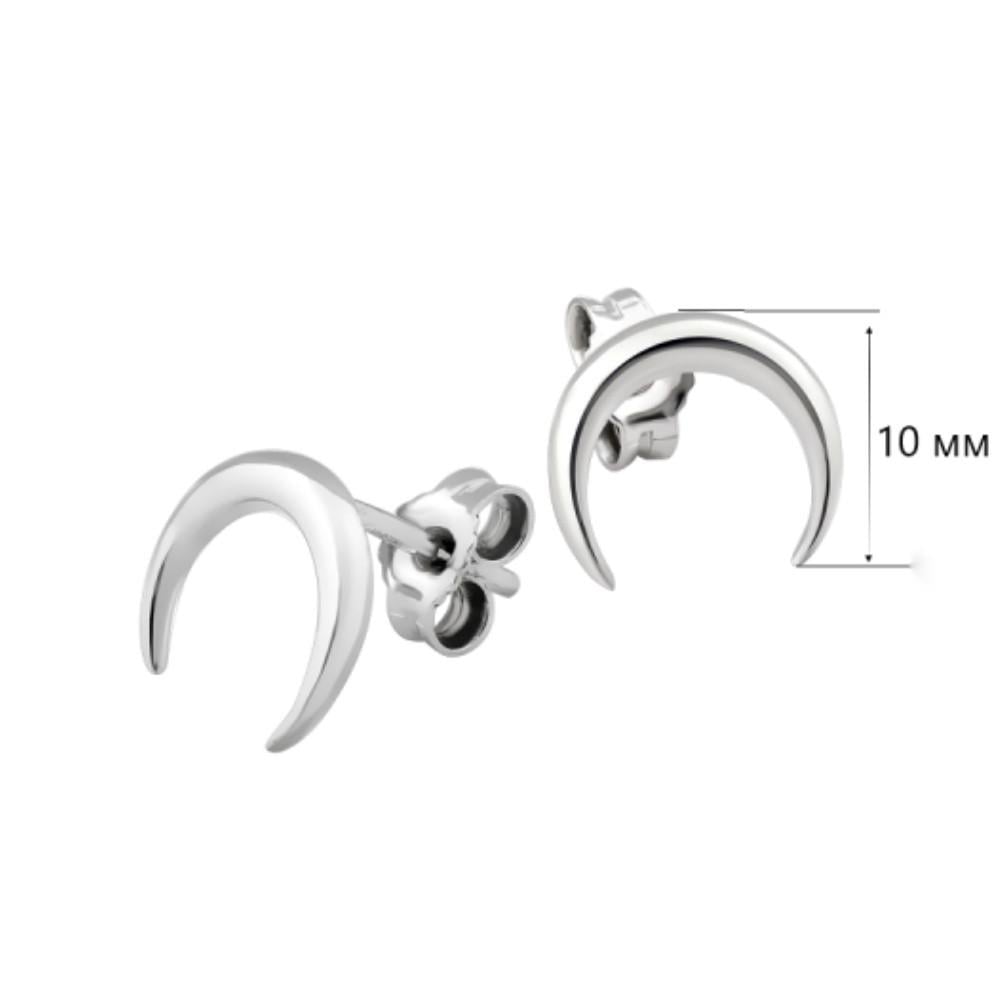 Сережки гвоздики на фіксаторах Лунниця срібло 925 проби родоване 0,87 г (вс167р) - фото 4 Сережки гвоздики на фіксаторах Лунниця срібло 925 проби родоване 0,87 г (вс167р) - фото 4