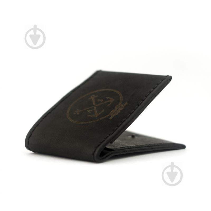 Мужской кошелёк кожаный на кнопке Wallet Slim (as120201) Черный