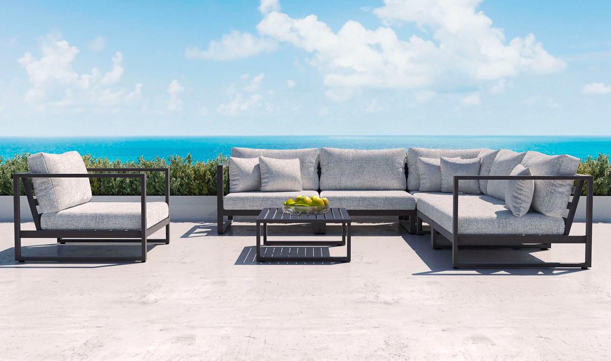 Комплект садовой мягкой мебели в стиле Loft с металлическим каркасом Серый (KS-1224)