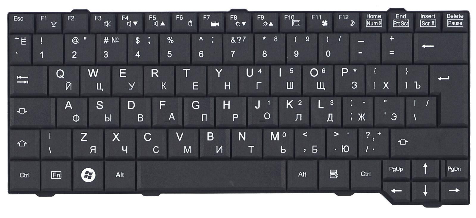 Клавиатура для ноутбука Fujitsu Amilo SI3655 вертикальный Enter Black