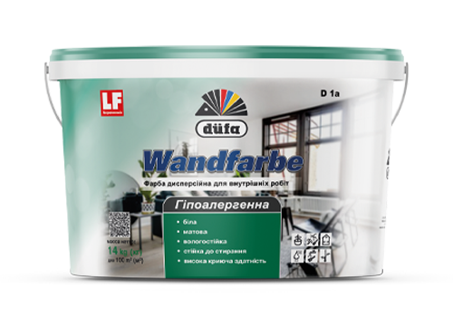 Фарба акрилова водоемульсійна Dufa Wandfarbe D1a 14 кг Білий матовий (2746701100)