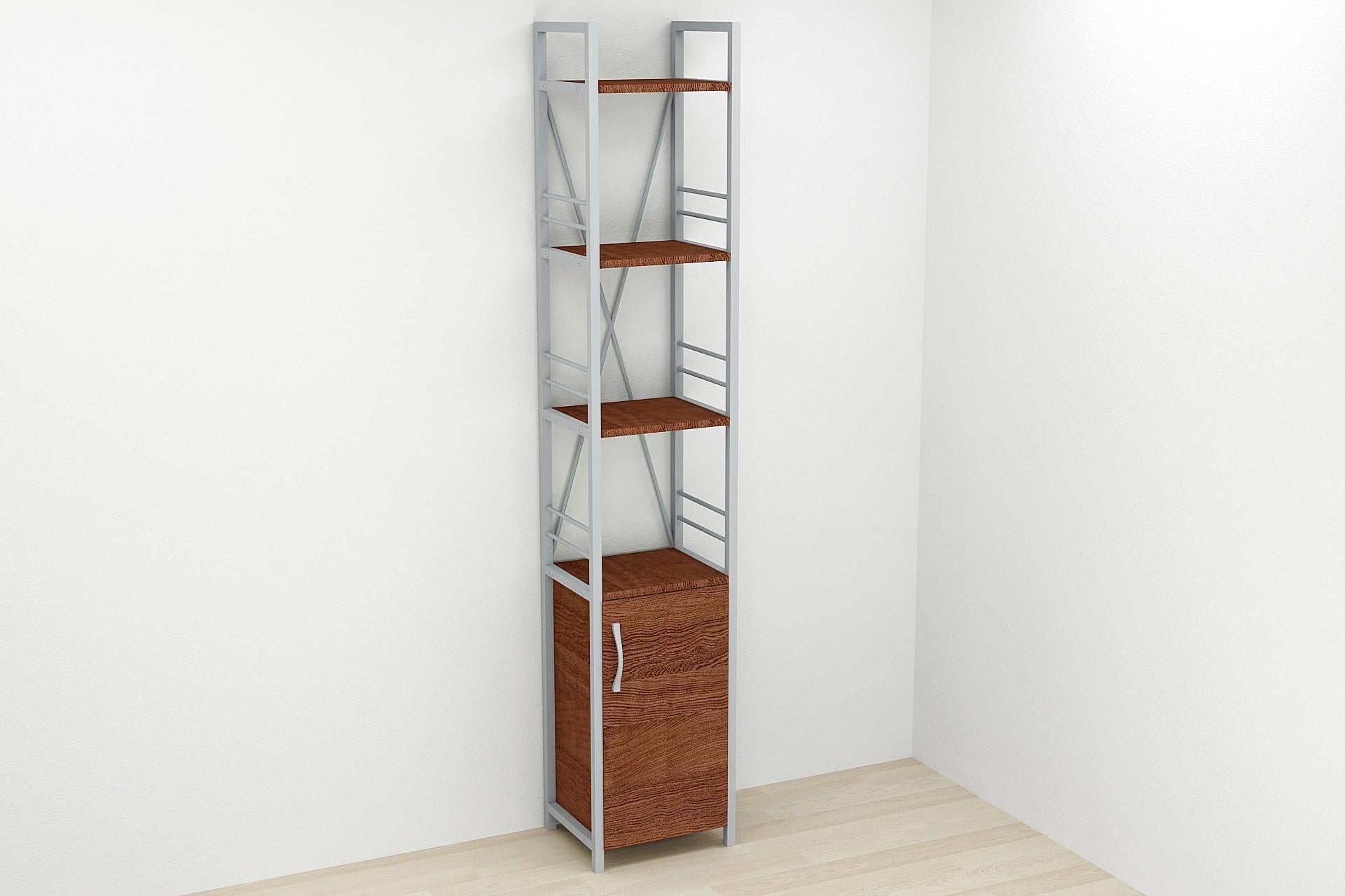 Этажерка Ferrum-decor Коннект 4/34 с тумбой ДСП 179x34x28 см Серый/Венге (FRD-105536)