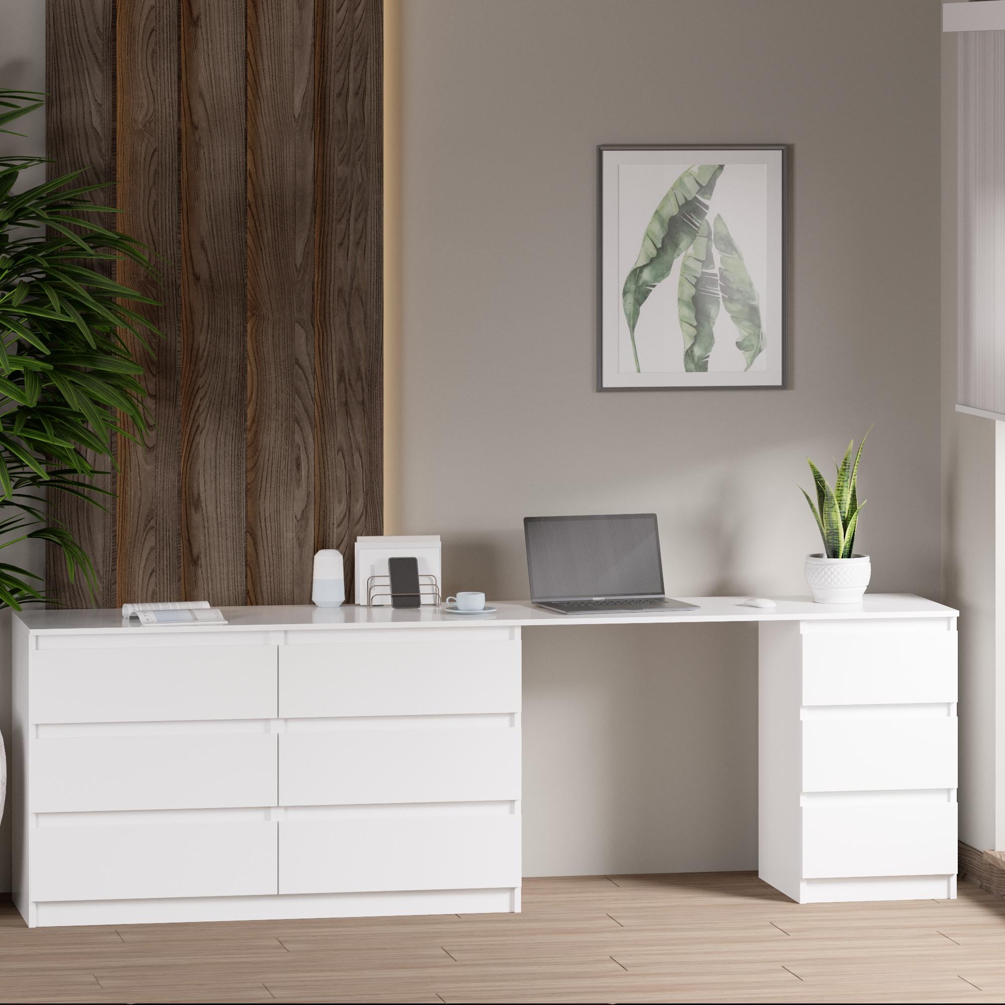 Комод на 9 ящиков без ручек Line KF6+F3 2300x450x780 мм Белый Комод на 9 ящиков без ручек Line KF6+F3 2300x450x780 мм Белый