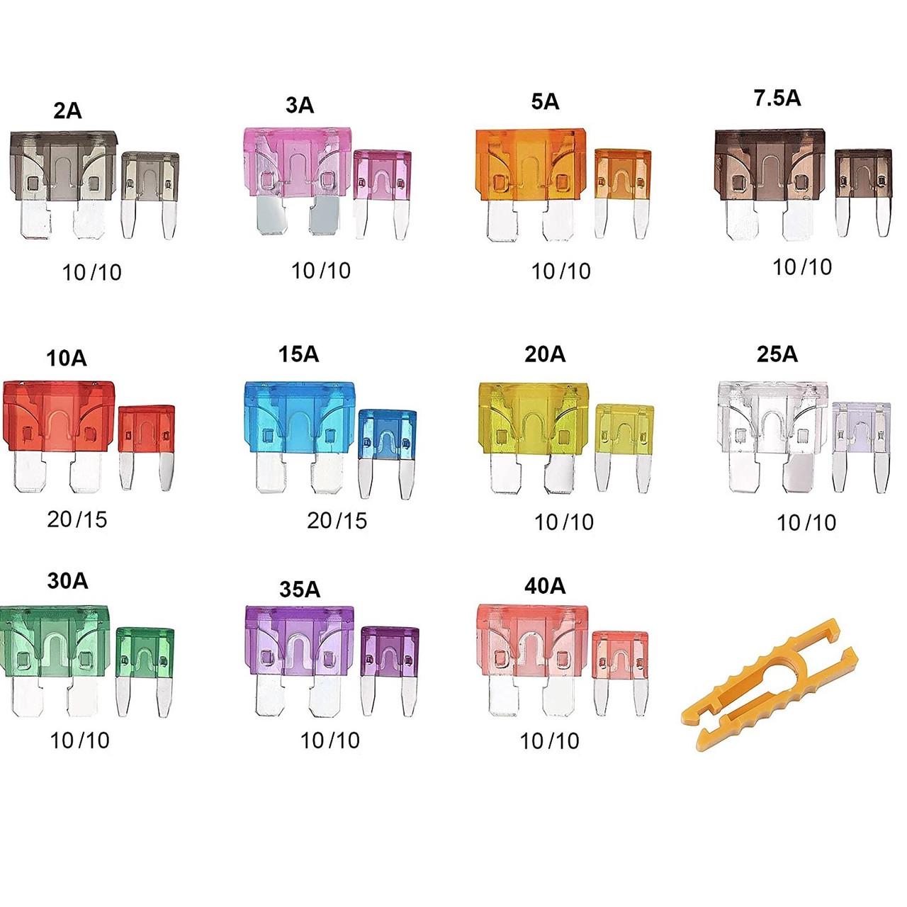 Набір автомобільних запобіжників стандартного та міні-розміру 2A - 40A 250 шт. (H450) - фото 4