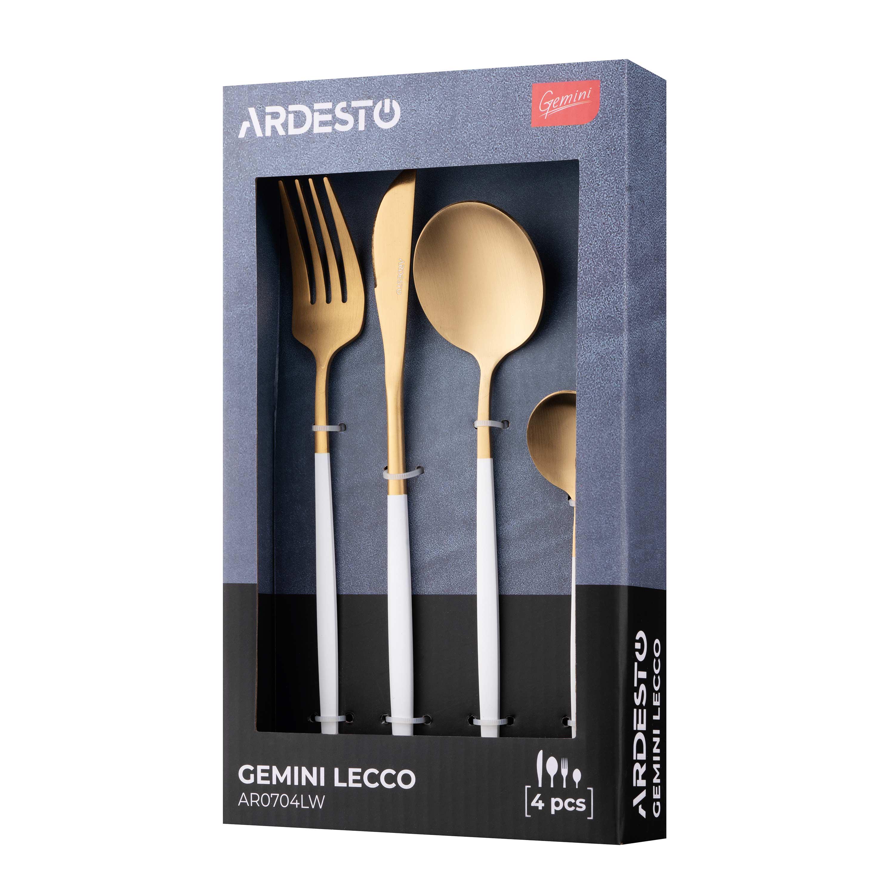 Набор столовых приборов Ardesto Gemini Lecco 4 предмета из нержавеющей стали Золотистый/Белый (AR0704LW) - фото 6 Набор столовых приборов Ardesto Gemini Lecco 4 предмета из нержавеющей стали Золотистый/Белый (AR0704LW) - фото 6