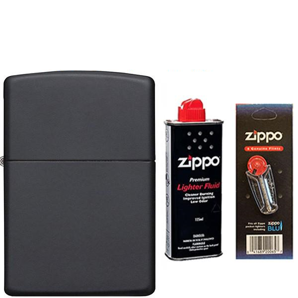 Зажигалка ZIPPO 218 Classic Black Matte бензин/кремни