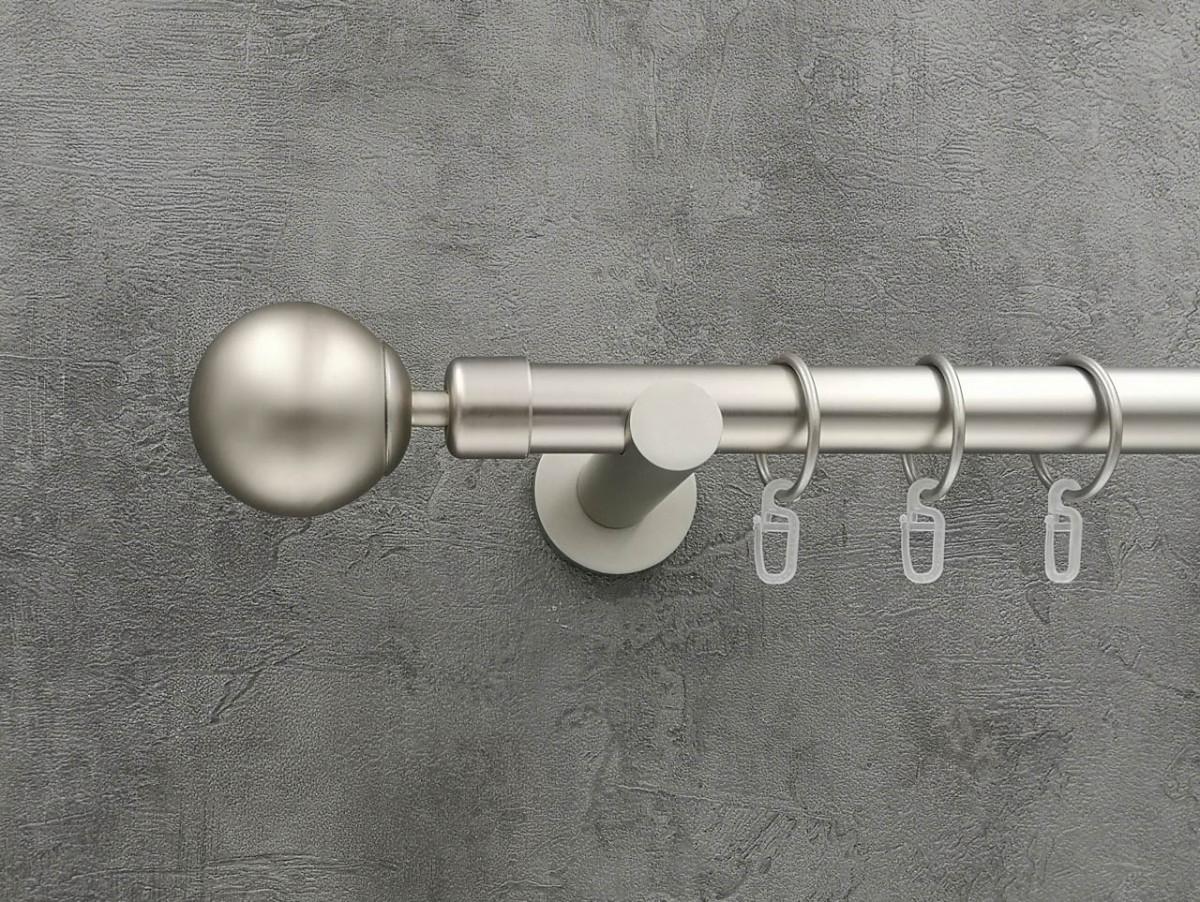 Карниз Quadrum Шар гладкая штанга одинарный универсальный 25 мм 160 см Сатин (264769326)