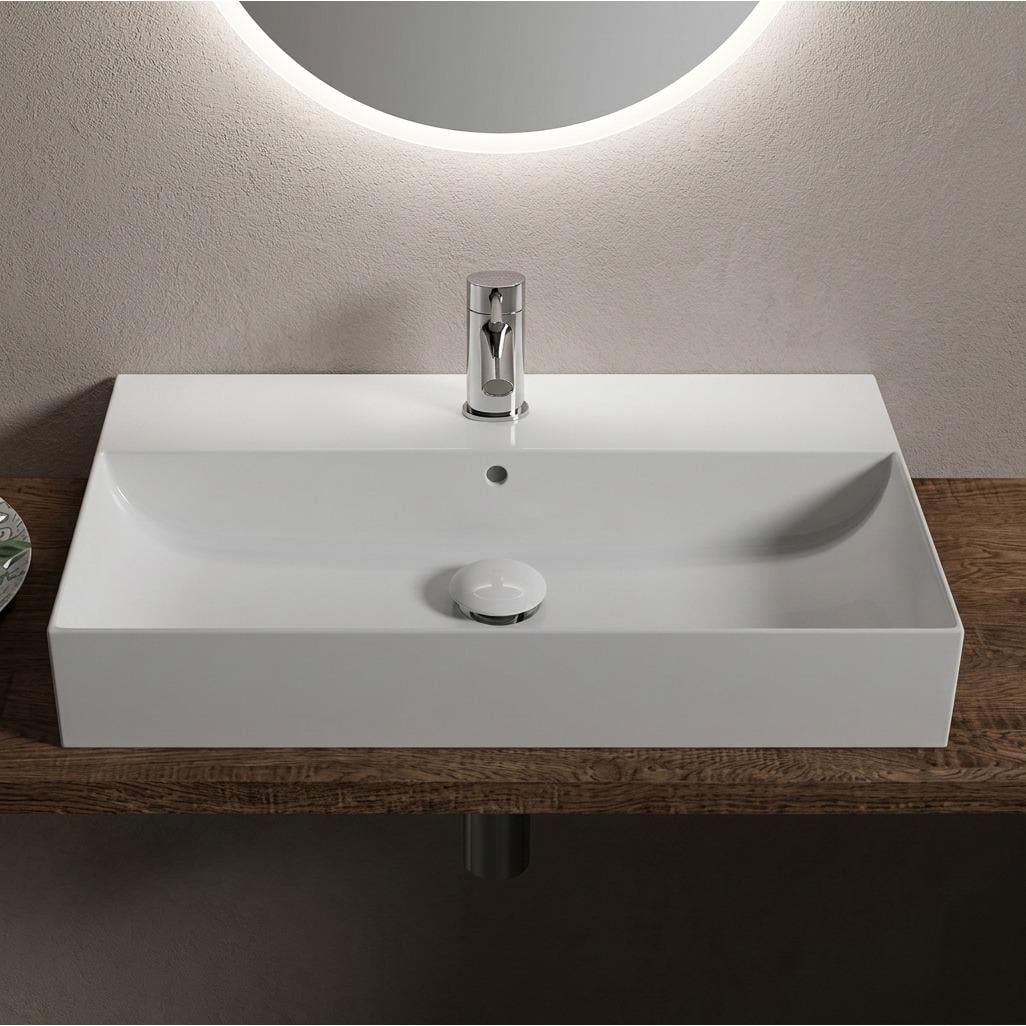 Раковина подвесная Hatria Bahia 800x445 прямоугольная, белая (BH0800365011TS0) Раковина подвесная Hatria Bahia 800x445 прямоугольная, белая (BH0800365011TS0)