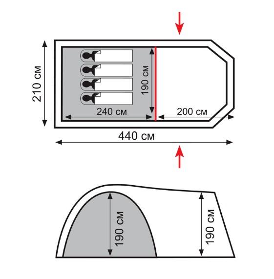 Палатка четырехместная летняя Totem Catawba 4 v2 (UTTT-024) - фото 2