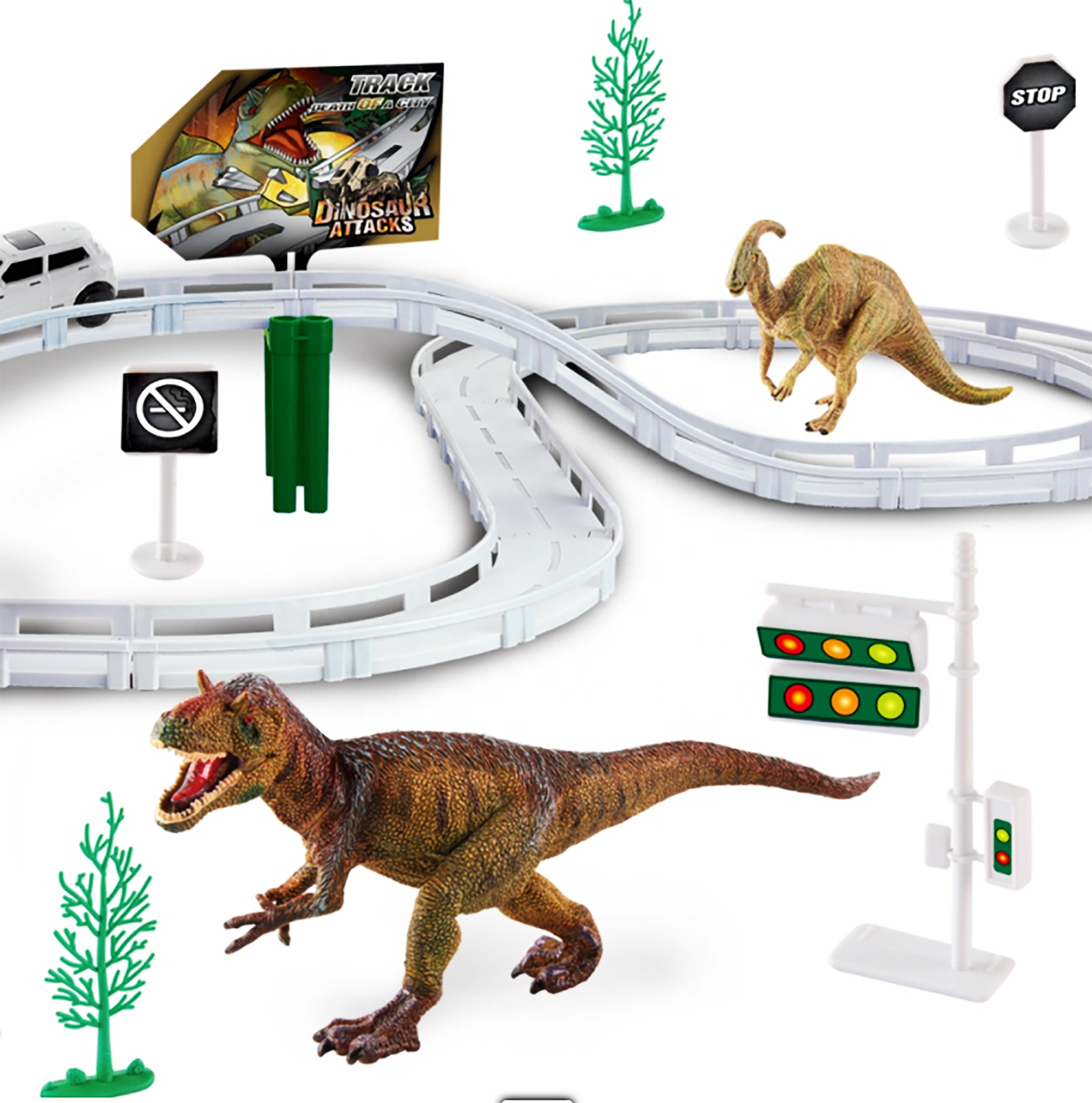 Ігровий набір SUNROZ Dinosaur Series Track гоночний трек з динозаврами 270 см 37 пр. (SUN2249) - фото 2 Ігровий набір SUNROZ Dinosaur Series Track гоночний трек з динозаврами 270 см 37 пр. (SUN2249) - фото 2