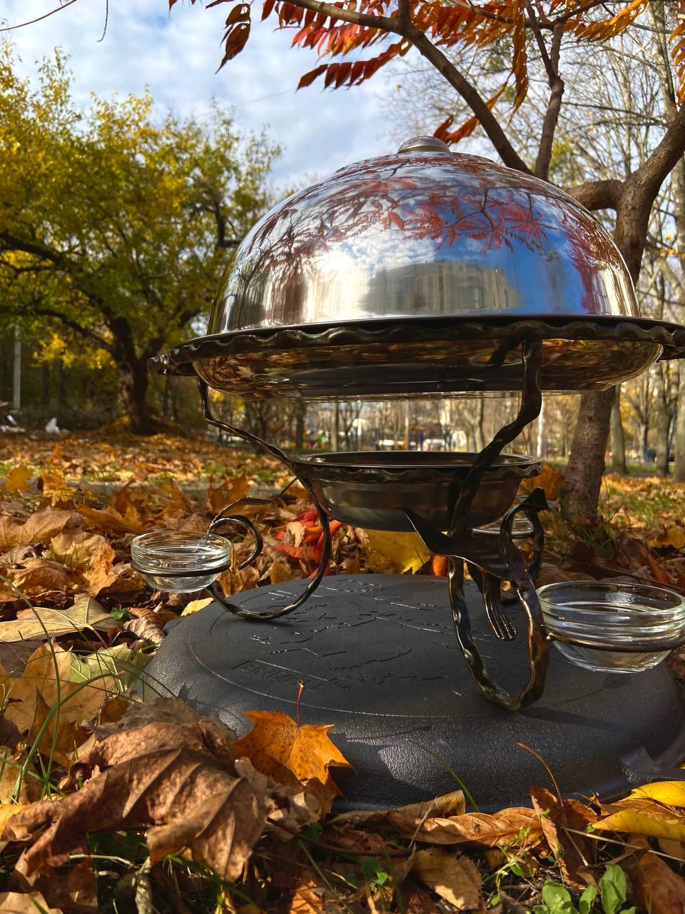 Садж для подогрева шашлыка большой с соусницами 36 см - фото 9 Садж для подогрева шашлыка большой с соусницами 36 см - фото 9