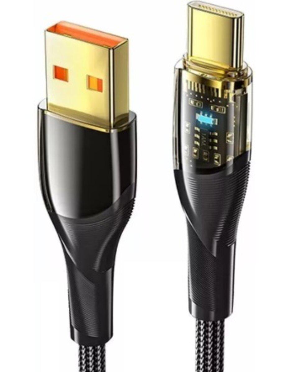 Кабель Essager EXCT-TD01-P USB-Type-C 100W LED индикатор 1 м Черный (612499)