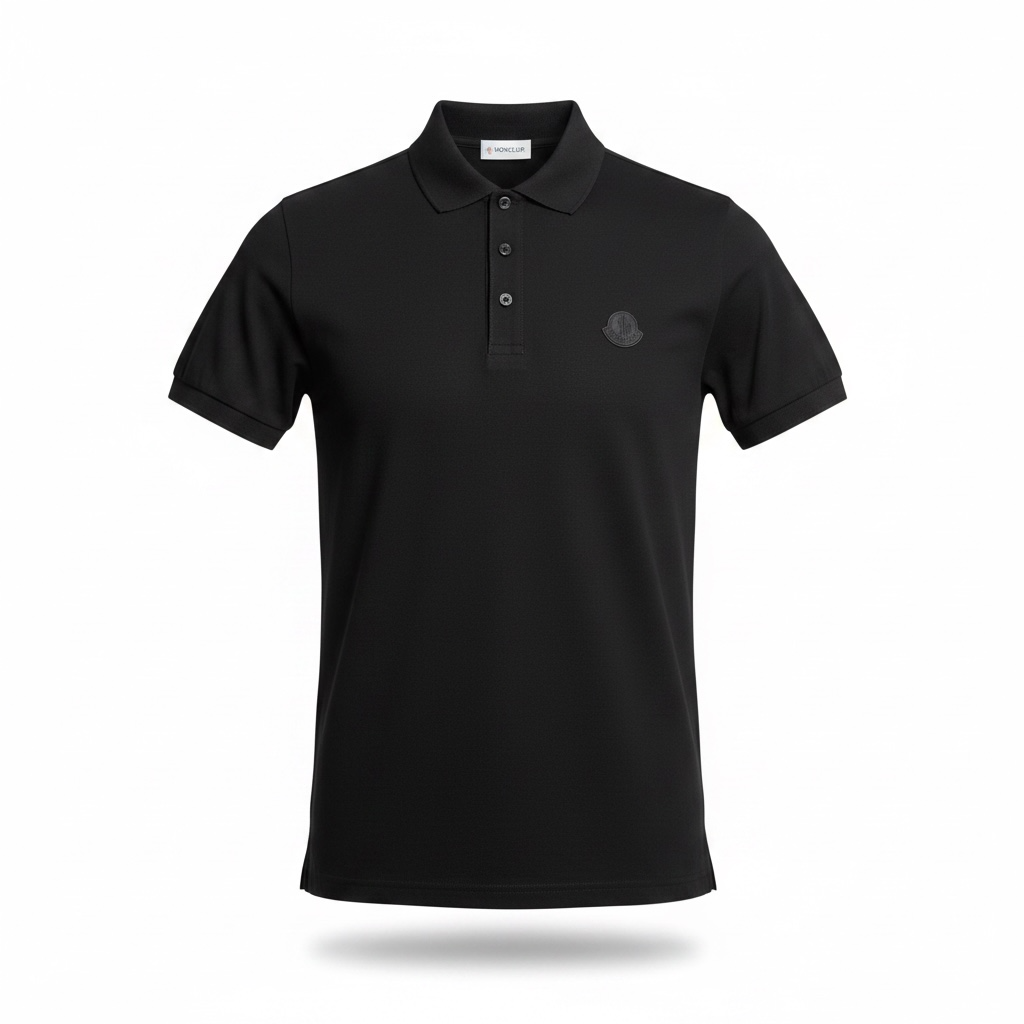 Футболка мужская поло MONCLER Black Logo Cotton Piquet Polo Shirt М Черный (MC13001.1M)