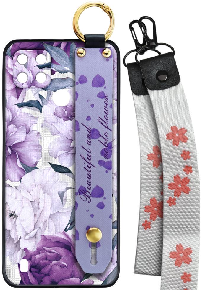 Чехол SHLab для Realme C21Y Beautiful Flower + два ремешка с карабином (25732)