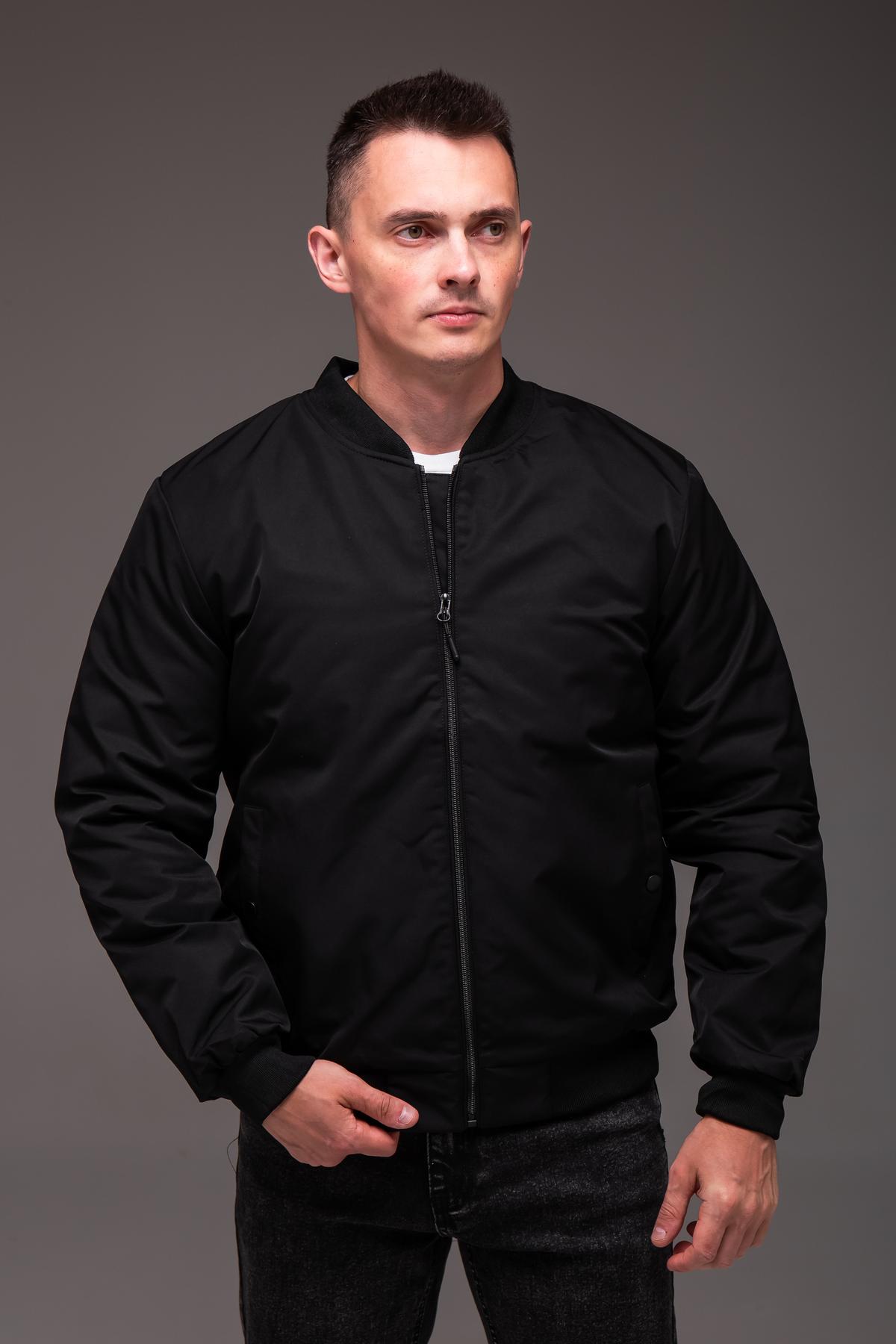 Бомбер чоловічий весняно-осінній утеплений L Чорний (2407)