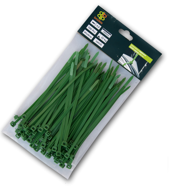 Стяжки кабельные пластиковые Bradas разъемные 7,6x300 мм 100 шт. Green