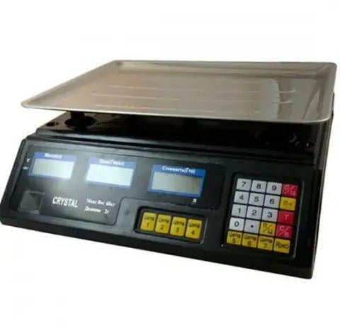 Торговые весы со счетчиком цены Crystal CR 50 kg 6v 30х24 см с выборкой массы/тары и кнопками фиксации цен (opt-18336)